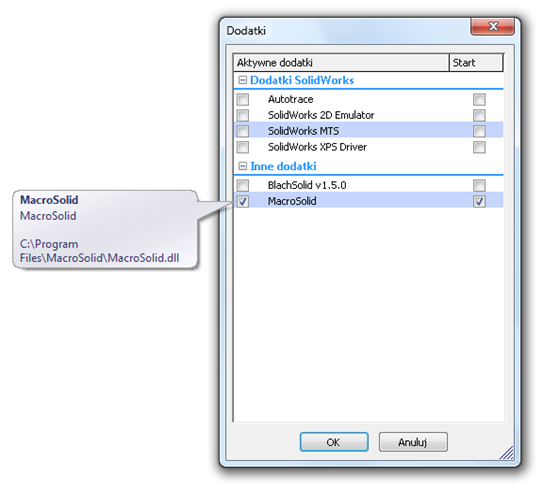 Makra SOLIDWORKS Instalacja