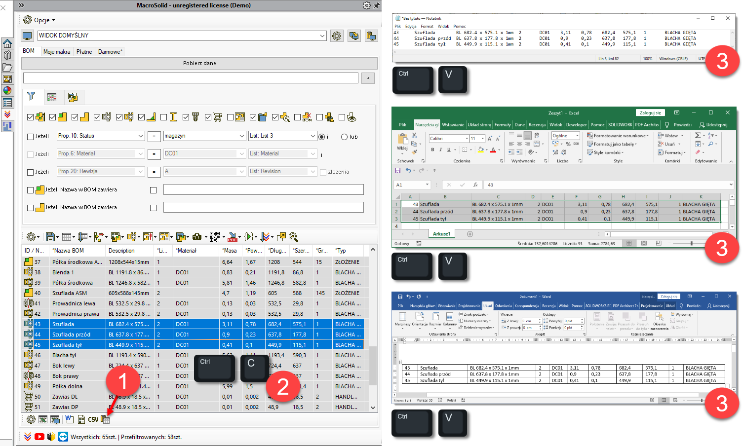 MacroSolid ClipboardBOM